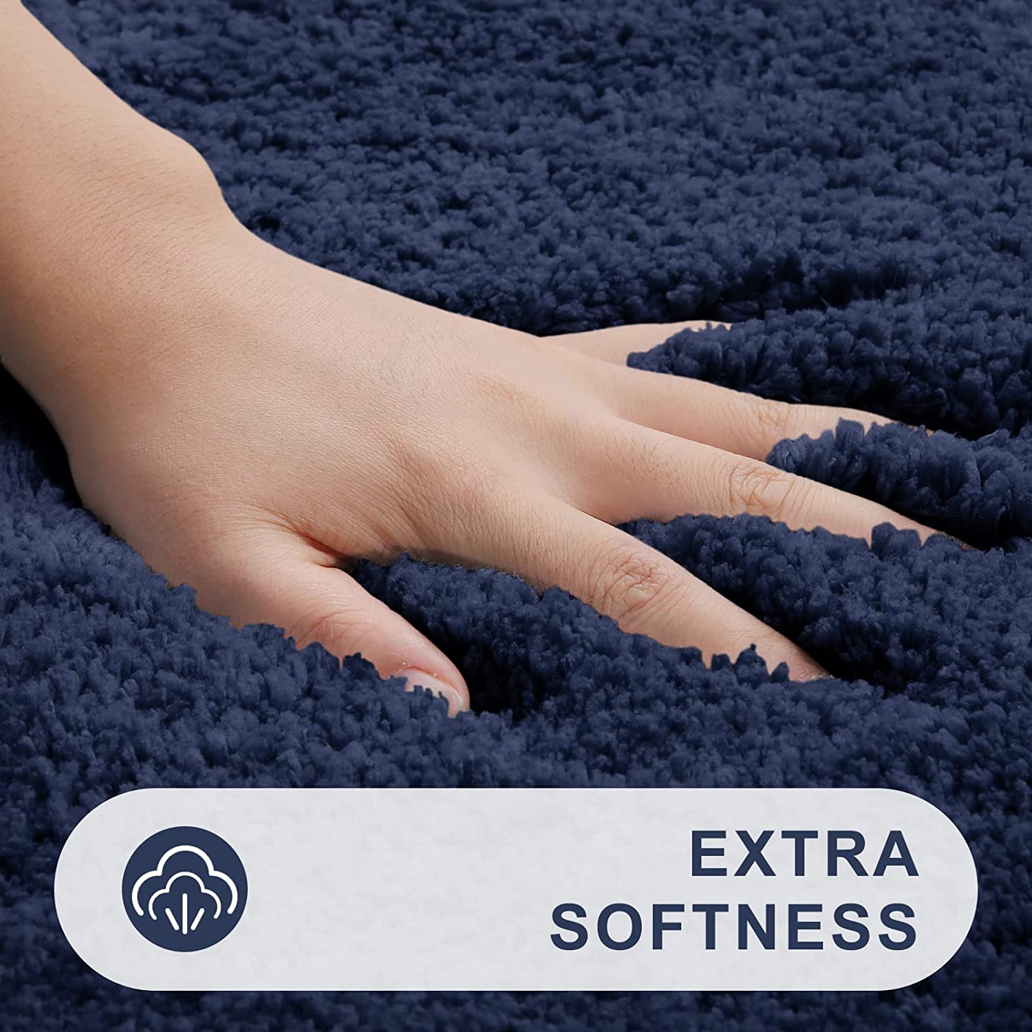 Large Size Microfiber Bath Mat with Anti Slip Backing - Blue Color, 45 cm X 75 cm