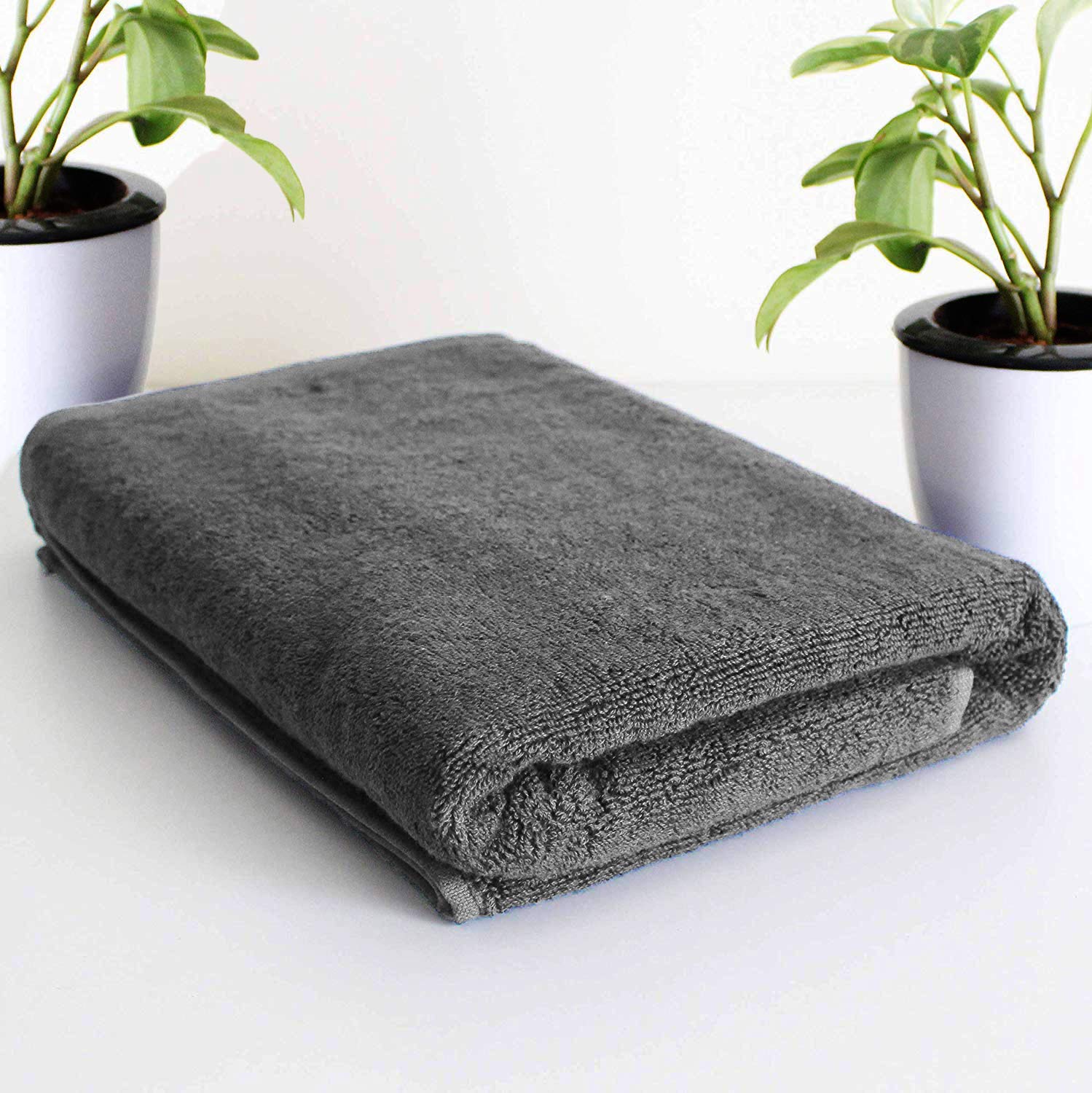 100% Cotton Soft, Plush and Absorbent Large Size Bath Towel-70 cm X 145 cm, Grey