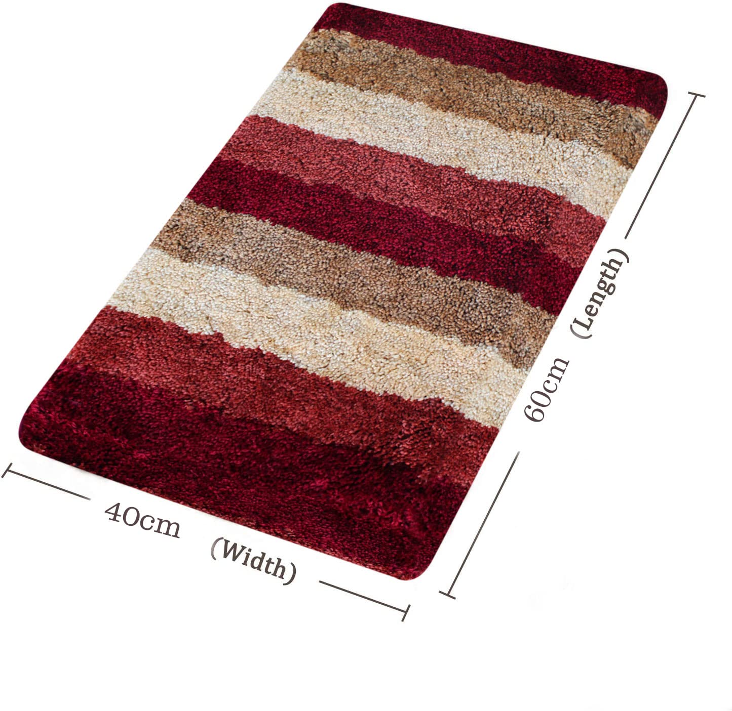 Medium Size Microfiber Bath Mat with Anti Slip Backing - 40 cms X 60 cms, Brown and Red